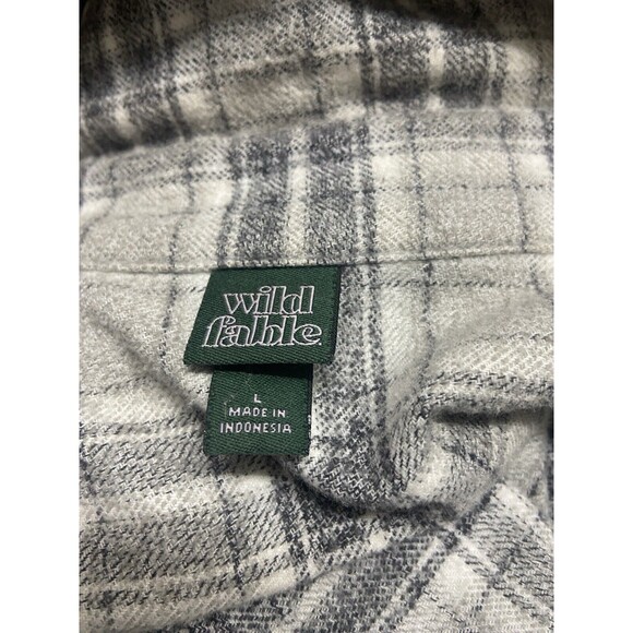 Wild Fable Shacket Womens Large Gray Plaid Long Sleeved Button Up Flannel Pocket - Picture 5 of 6